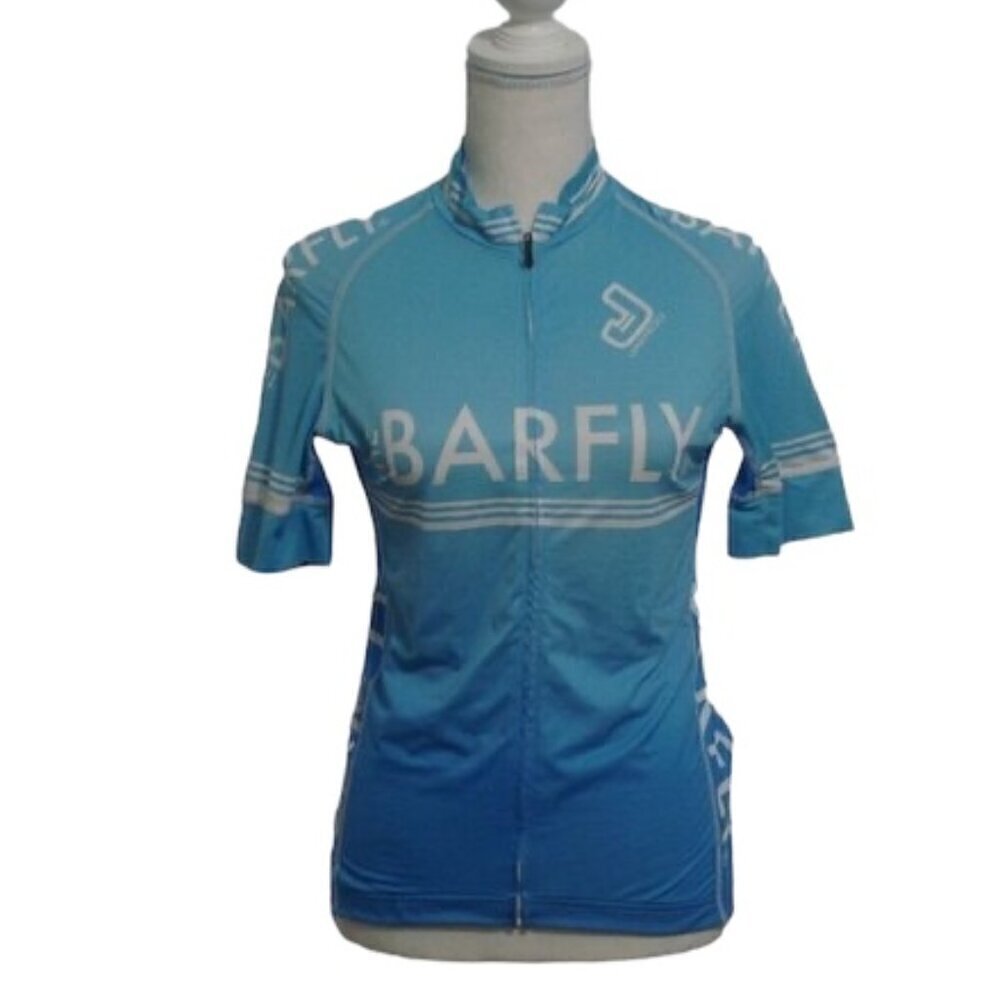 JAKROO Cycling Jersey Shirt Women's Size Medium Blue Stretchy The Barfly